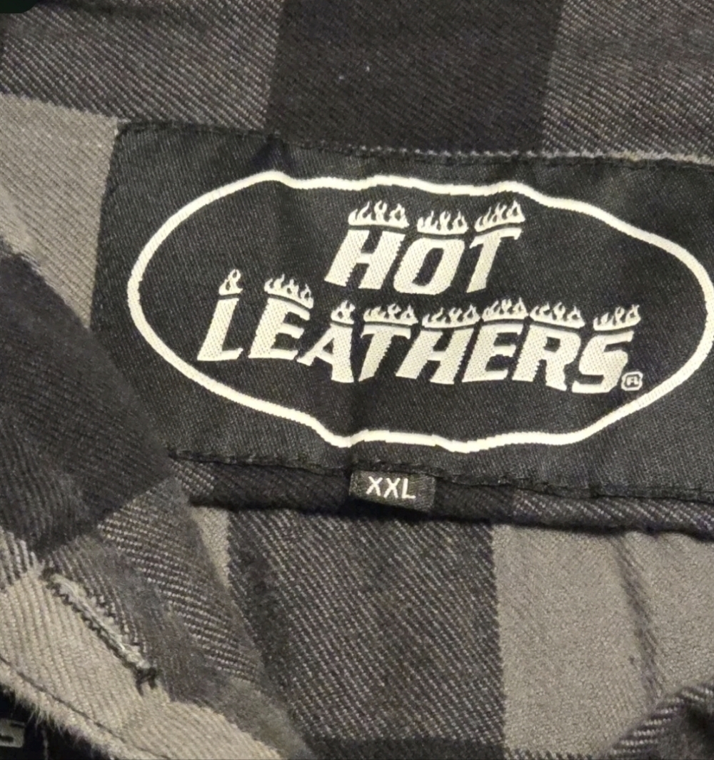 Hot Leathers Mens XXL Black Gray Plaid Heavyweight Cotton Riding Flannel - Picture 2 of 10